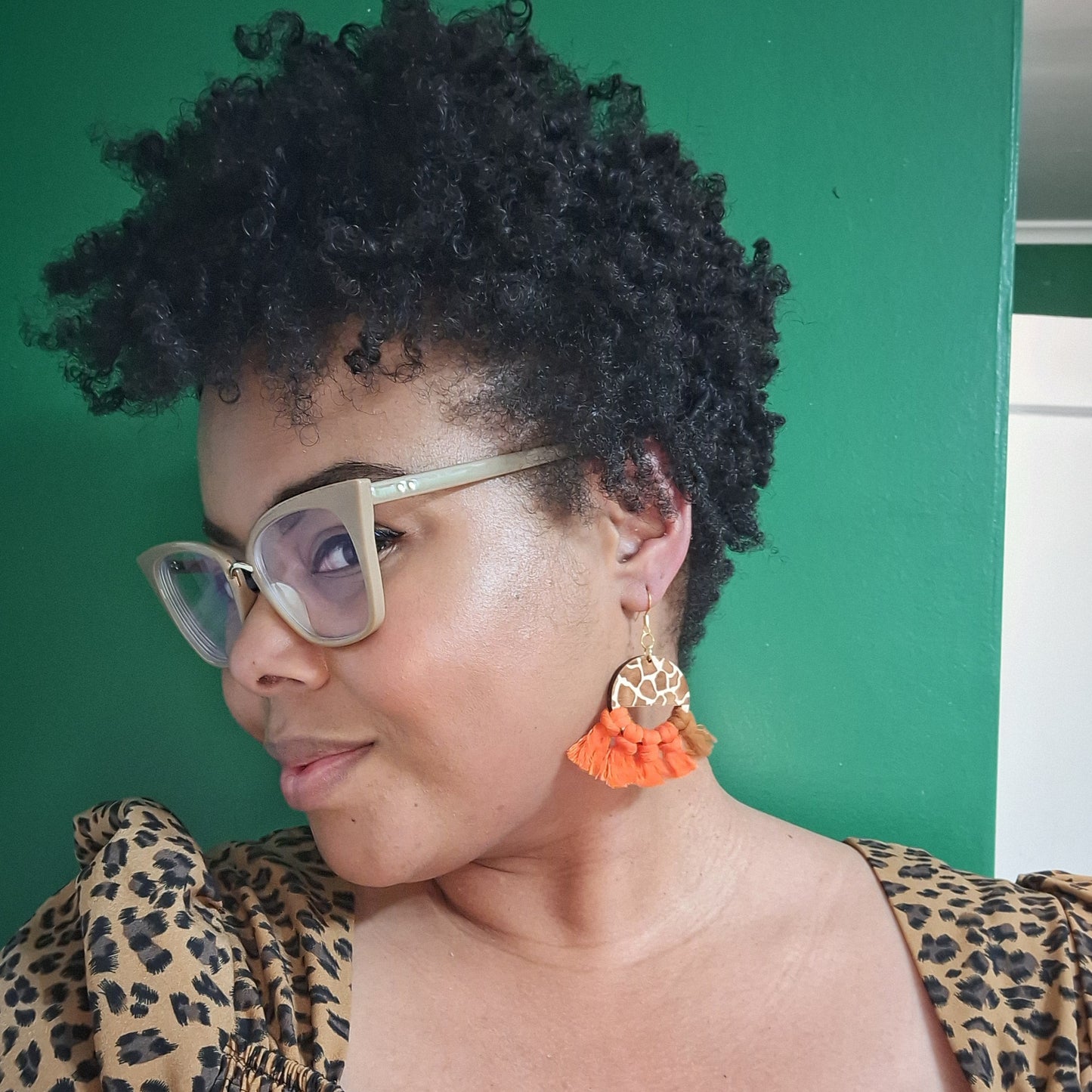 Tangerine Orange macrame earrings