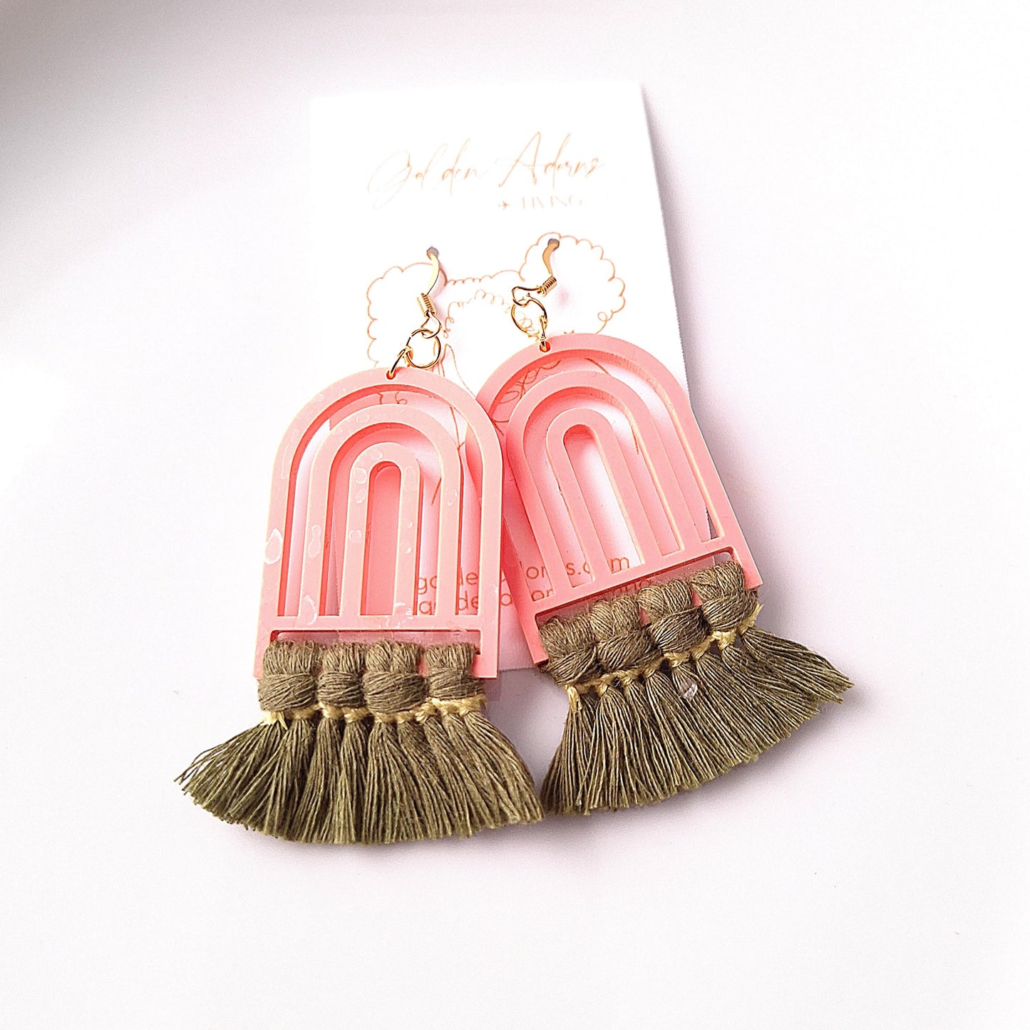 Melon & Olive Arch Macrame Earrings- Vacation Inspired