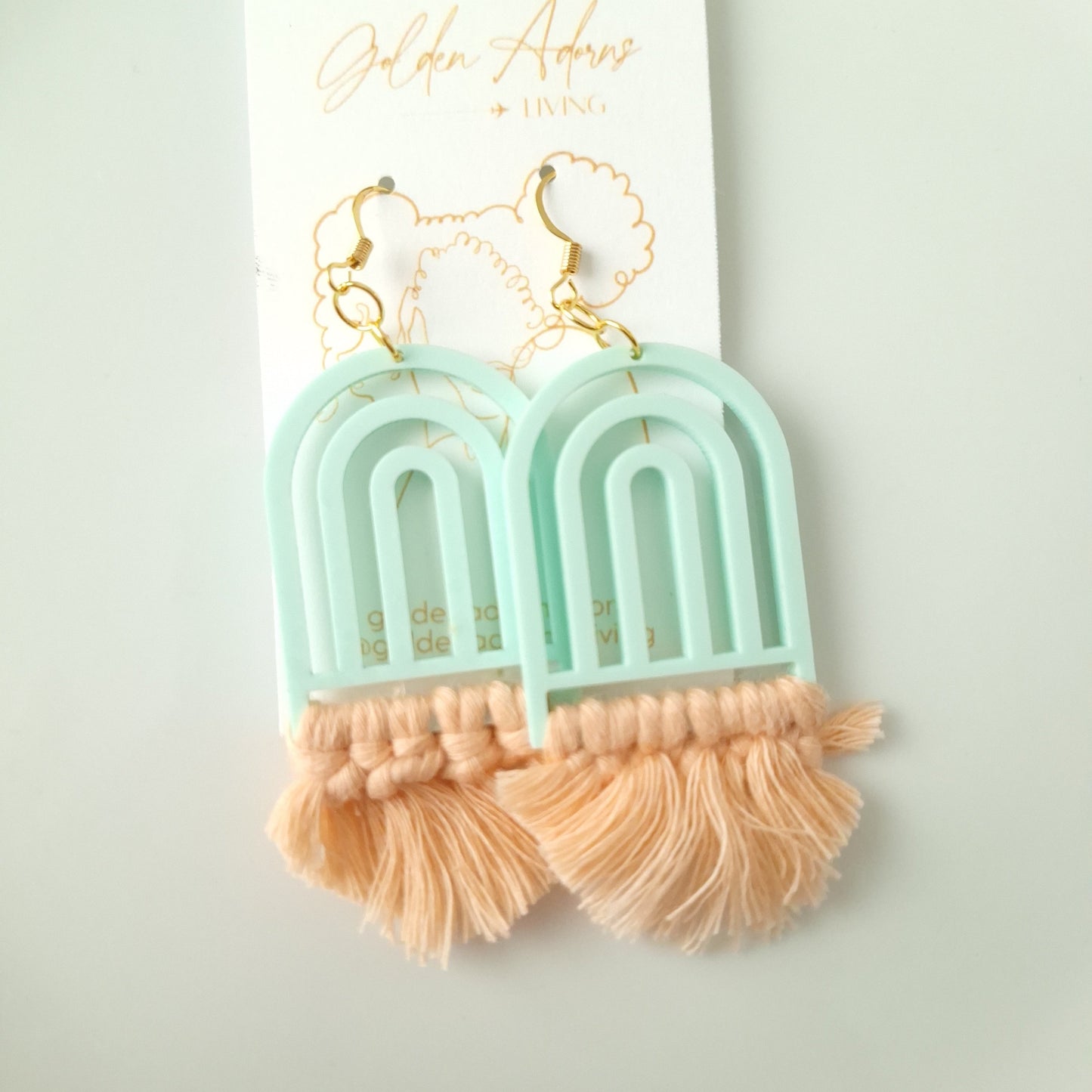 Light Blue & Pink Macrame Earrings- Vacation Inspired