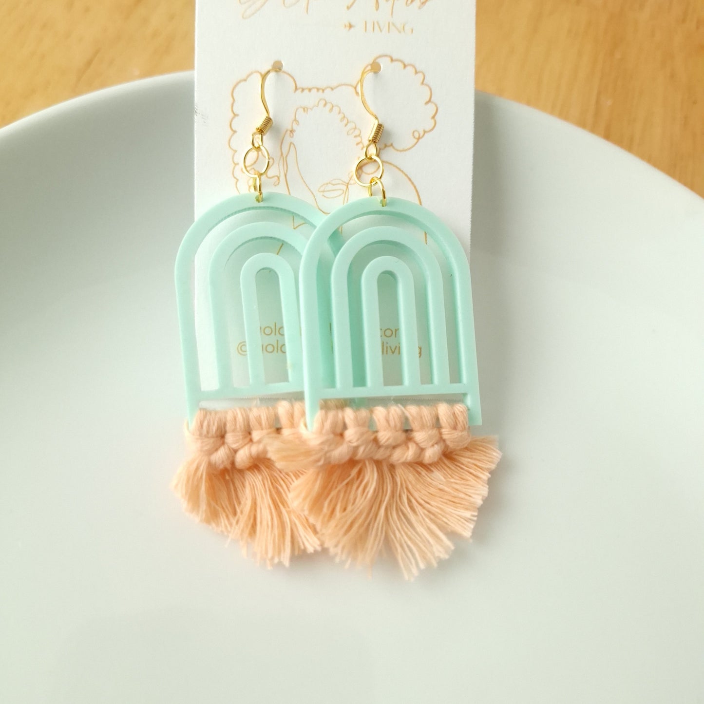 Light Blue & Pink Macrame Earrings- Vacation Inspired