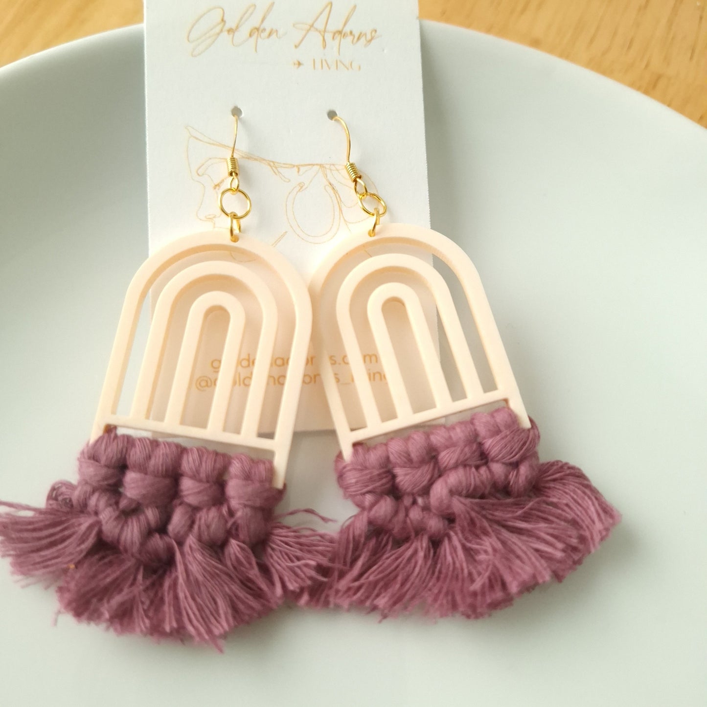 Blush Pink & Purple Macrame Earrings- Vacation Inspired