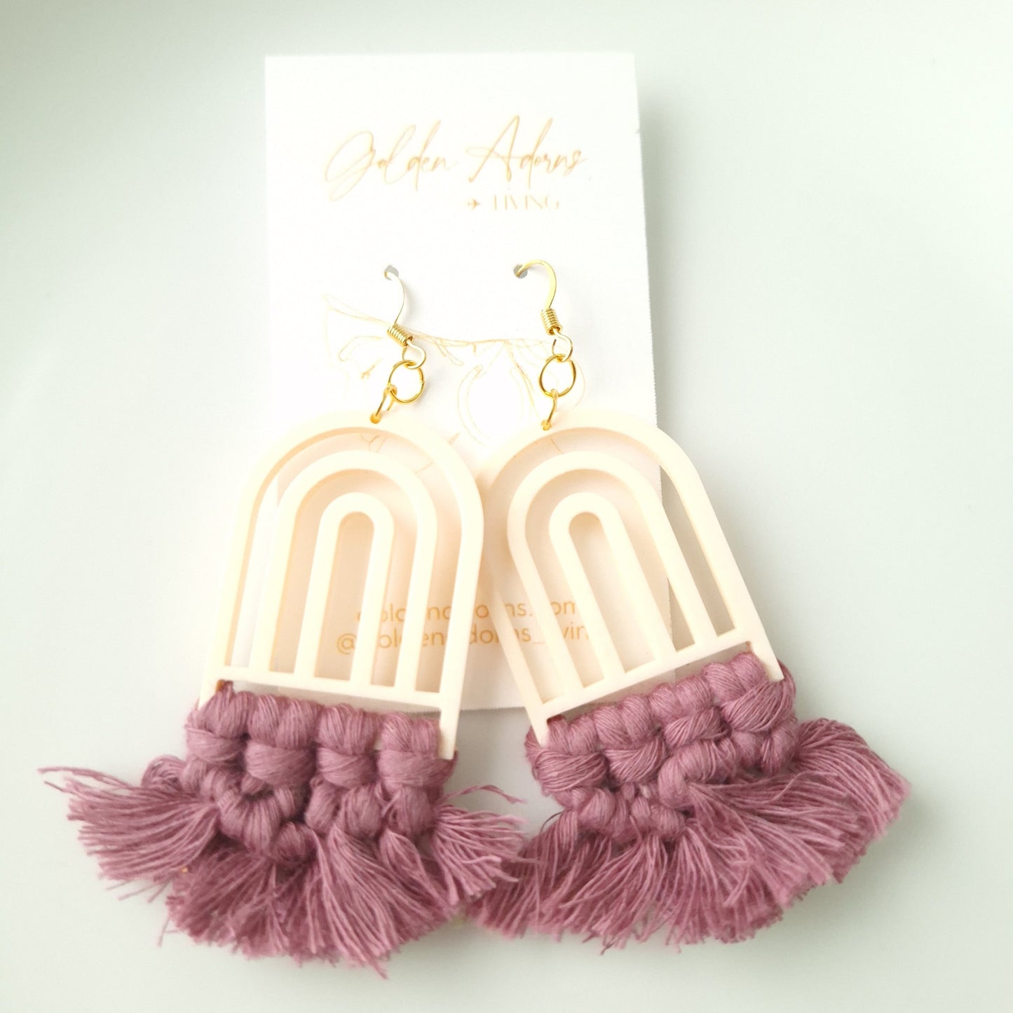 Blush Pink & Purple Macrame Earrings- Vacation Inspired